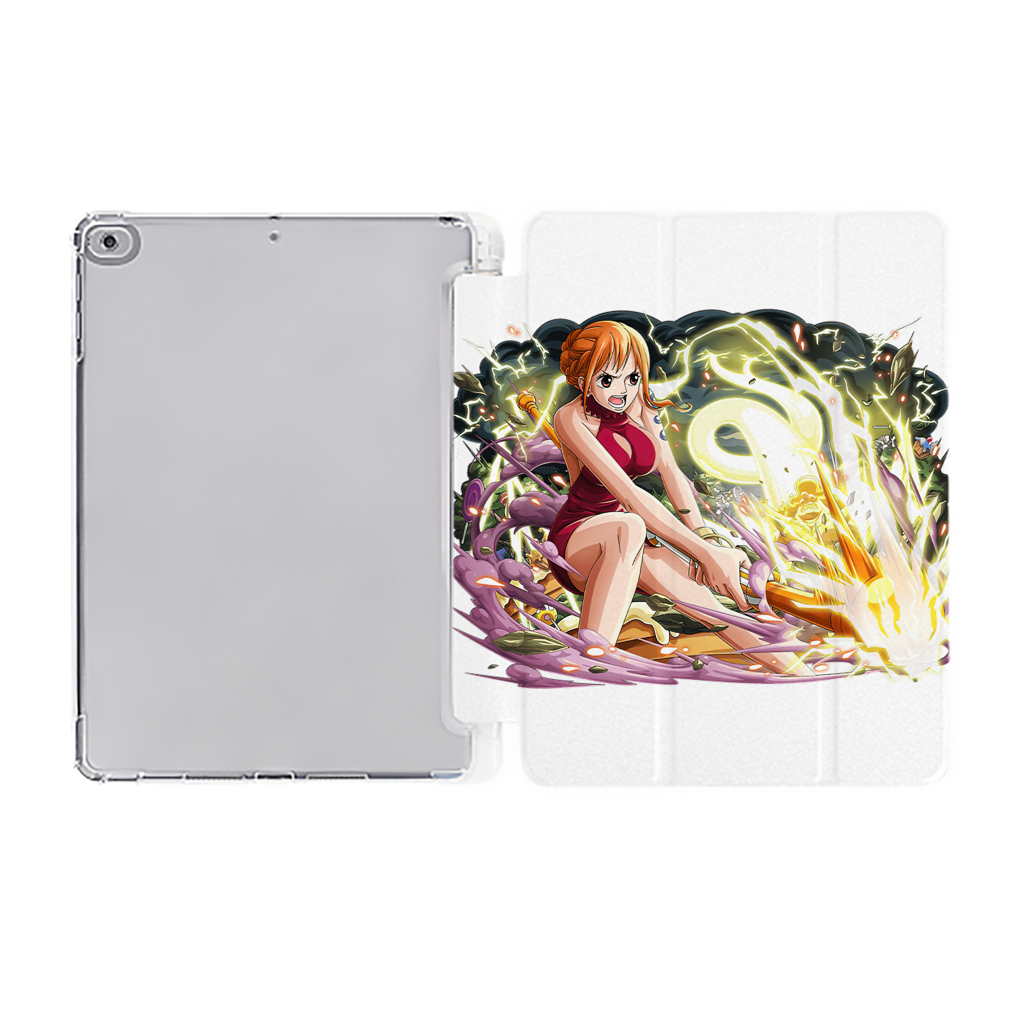 （画像用） ワンピース ナミ ONE PIECE Nami IPad ケース ペン収納付き 三つ折りスタンド PUレザー×シリコン 対応機種9.5/10.5/10.9インチ